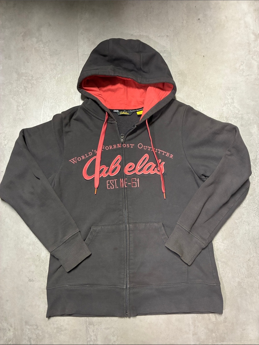 Cabela's Men's Charcoal Zip Hoodie with Red Accents